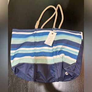 Sea Bags- Beach Tote- Blue stripe with tags
